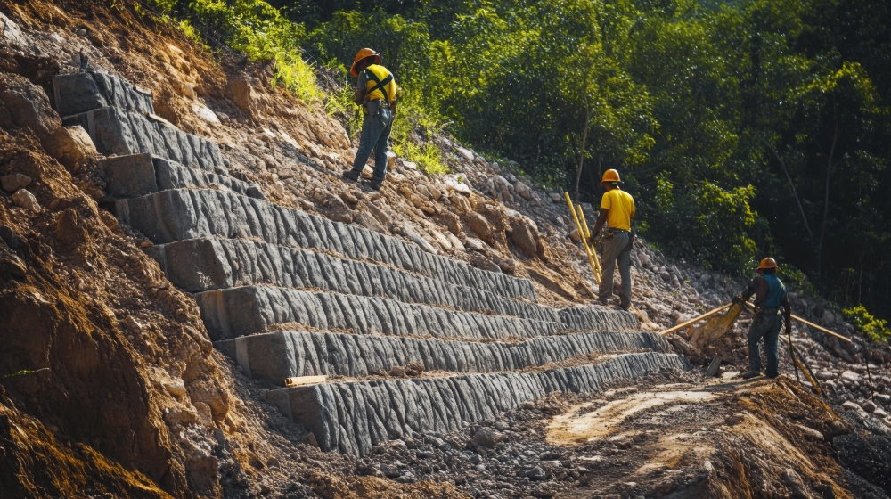 workers-constructing-a-retaining-wall-on-a-hillside